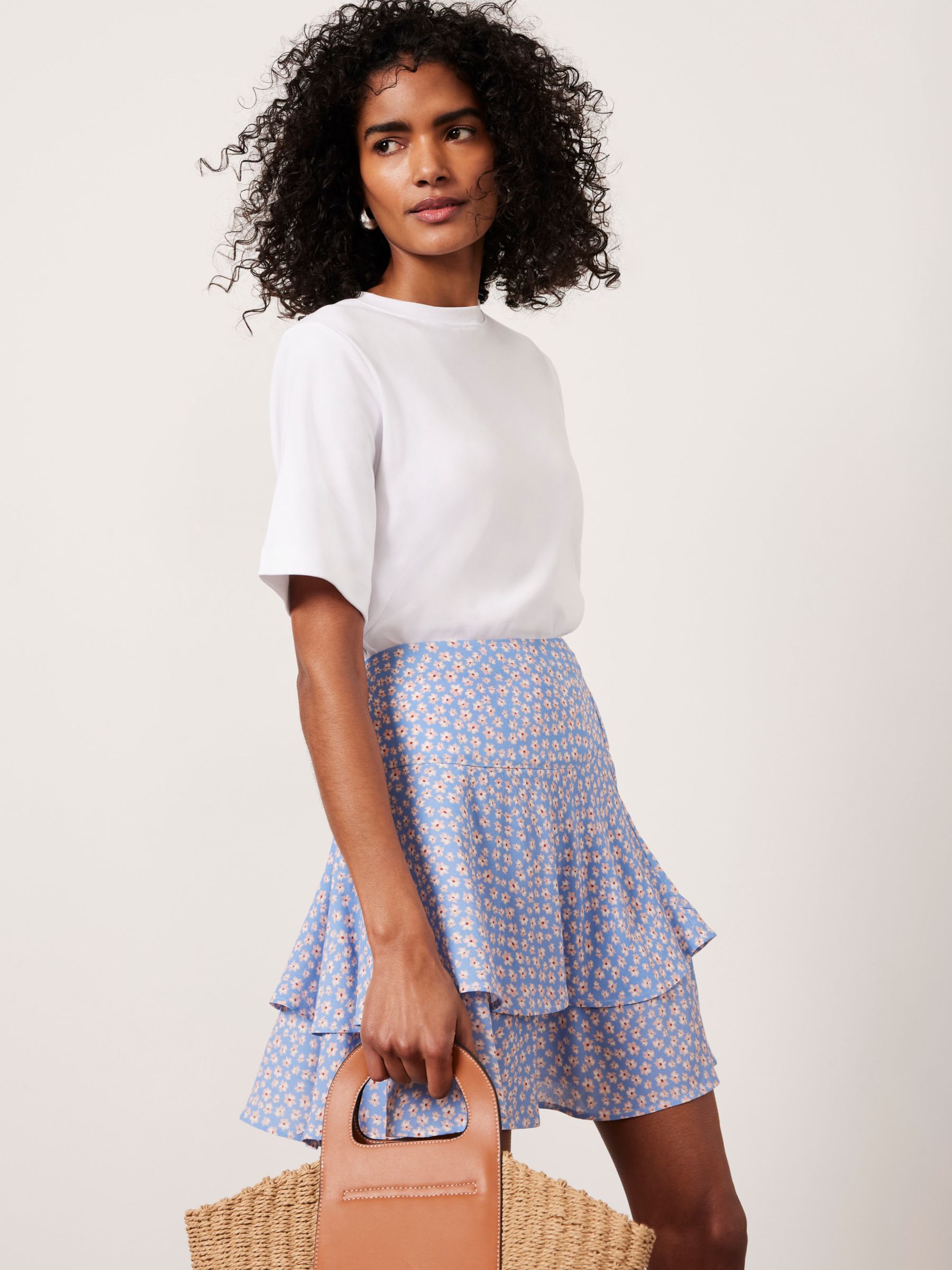 Buy Mint Velvet Floral Print Mini Skirt, Blue/Multi Online at johnlewis.com