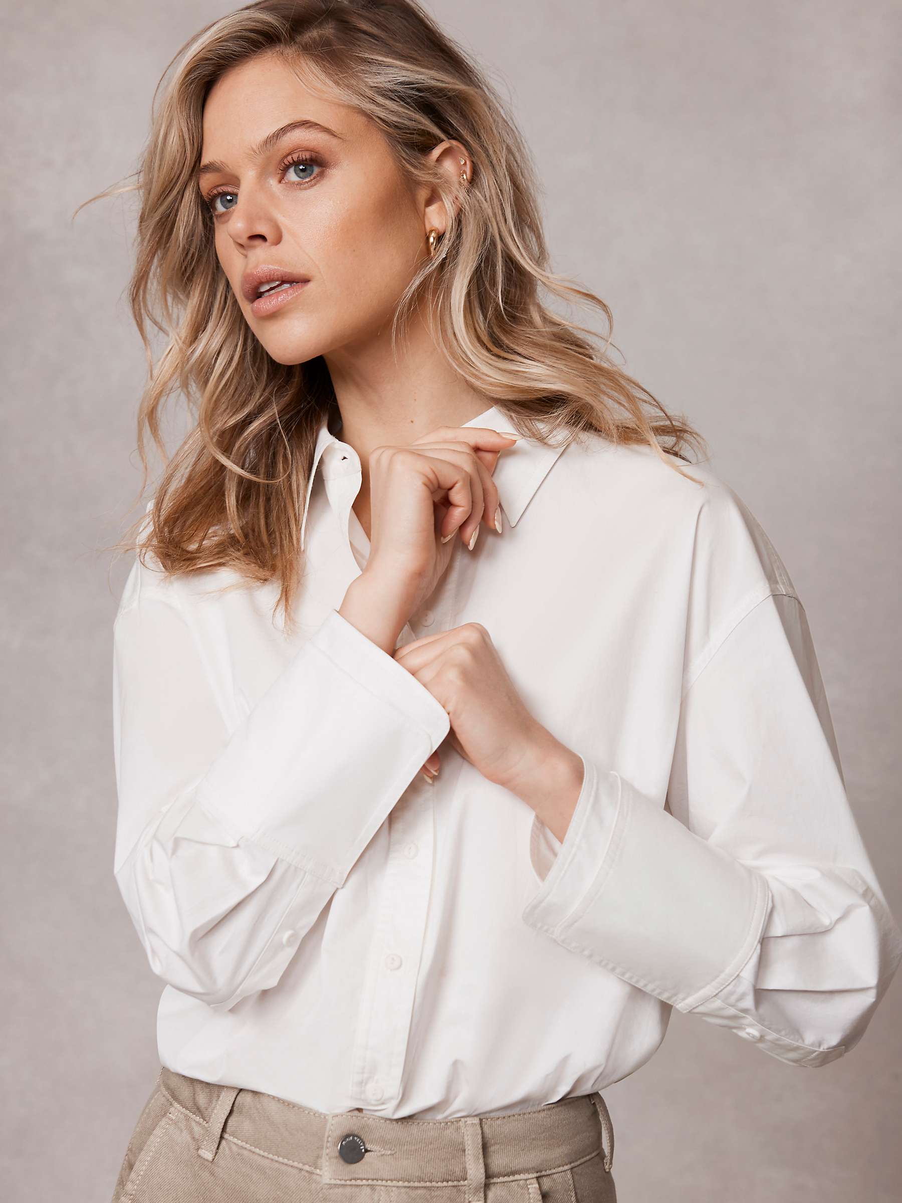 Buy Mint Velvet Cotton Collared Shirt, White Ivory Online at johnlewis.com