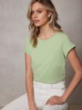 Mint Velvet Cotton Star T-Shirt, Green