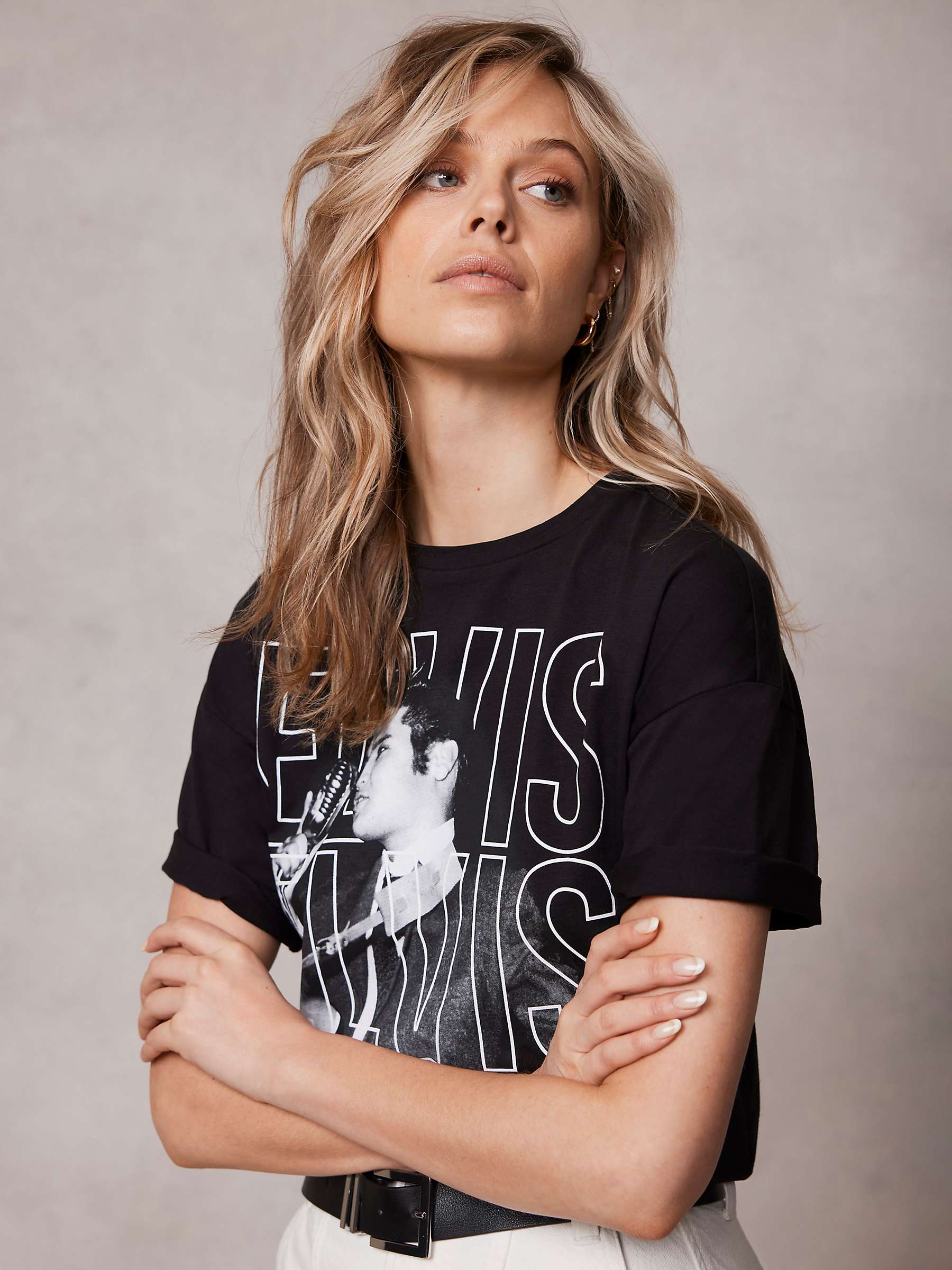 Buy Mint Velvet lvis Cotton Graphic T-Shirt, Black/Multi Online at johnlewis.com
