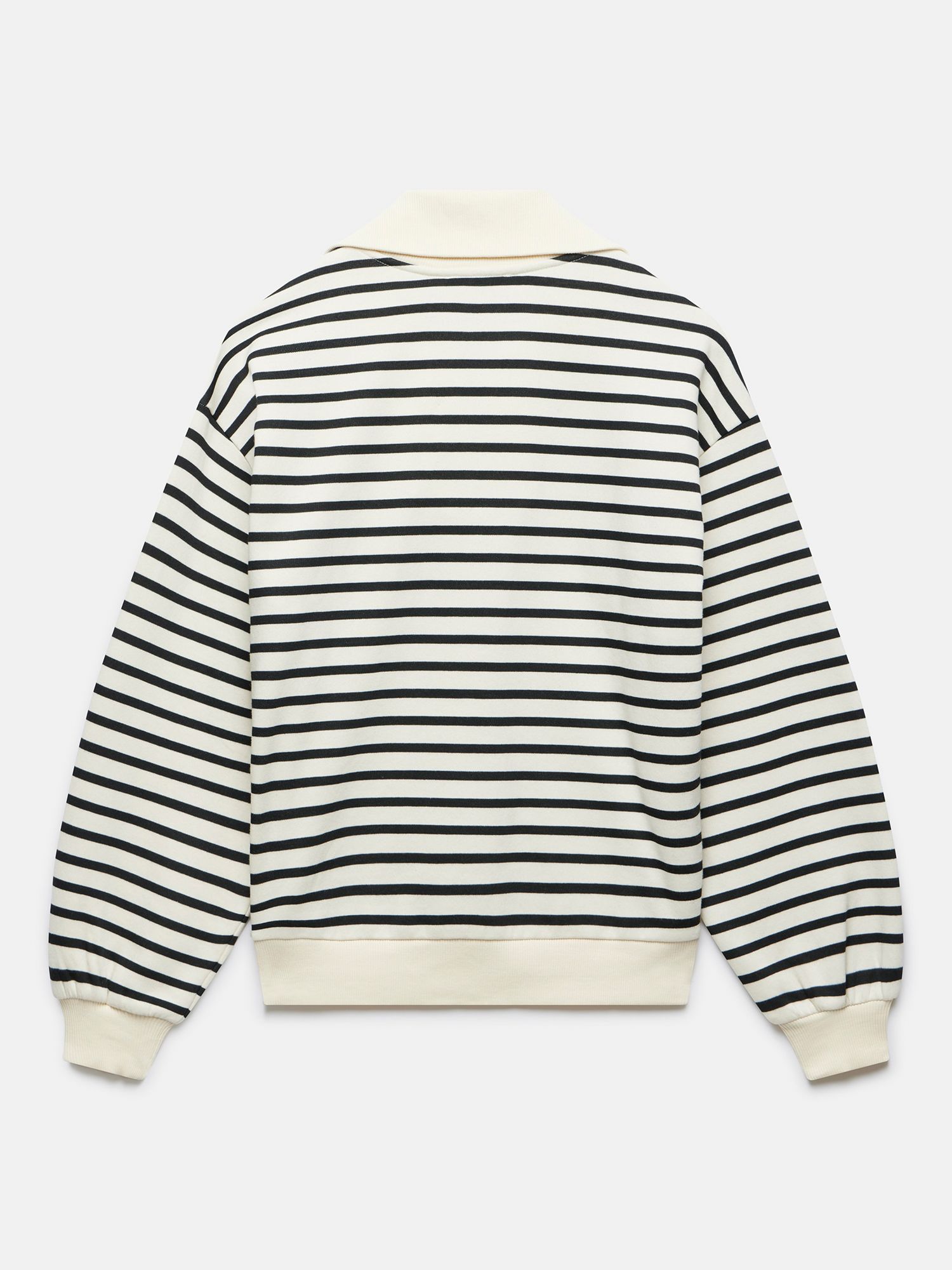 Mint Velvet Striped Cotton Half Zip Sweatshirt, Cream/Black, L