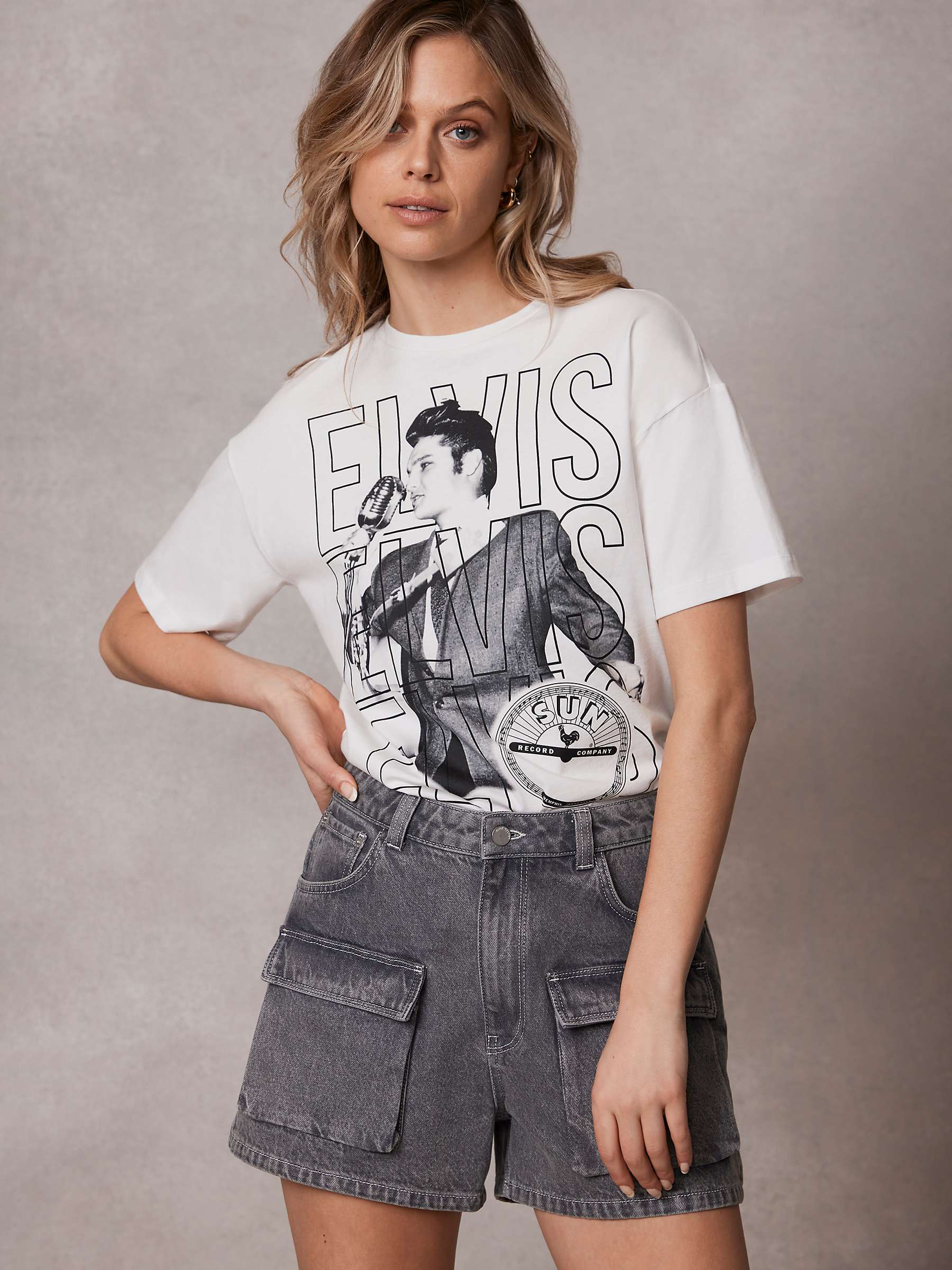 Buy Mint Velvet Elvis Graphic T-Shirt, White/Black Online at johnlewis.com