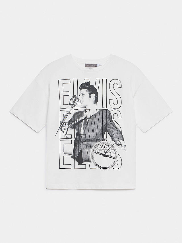 Mint Velvet Elvis Graphic T-Shirt, White/Black