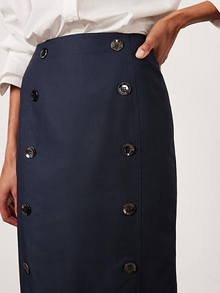 Mint Velvet Button Detail Maxi Skirt, Navy