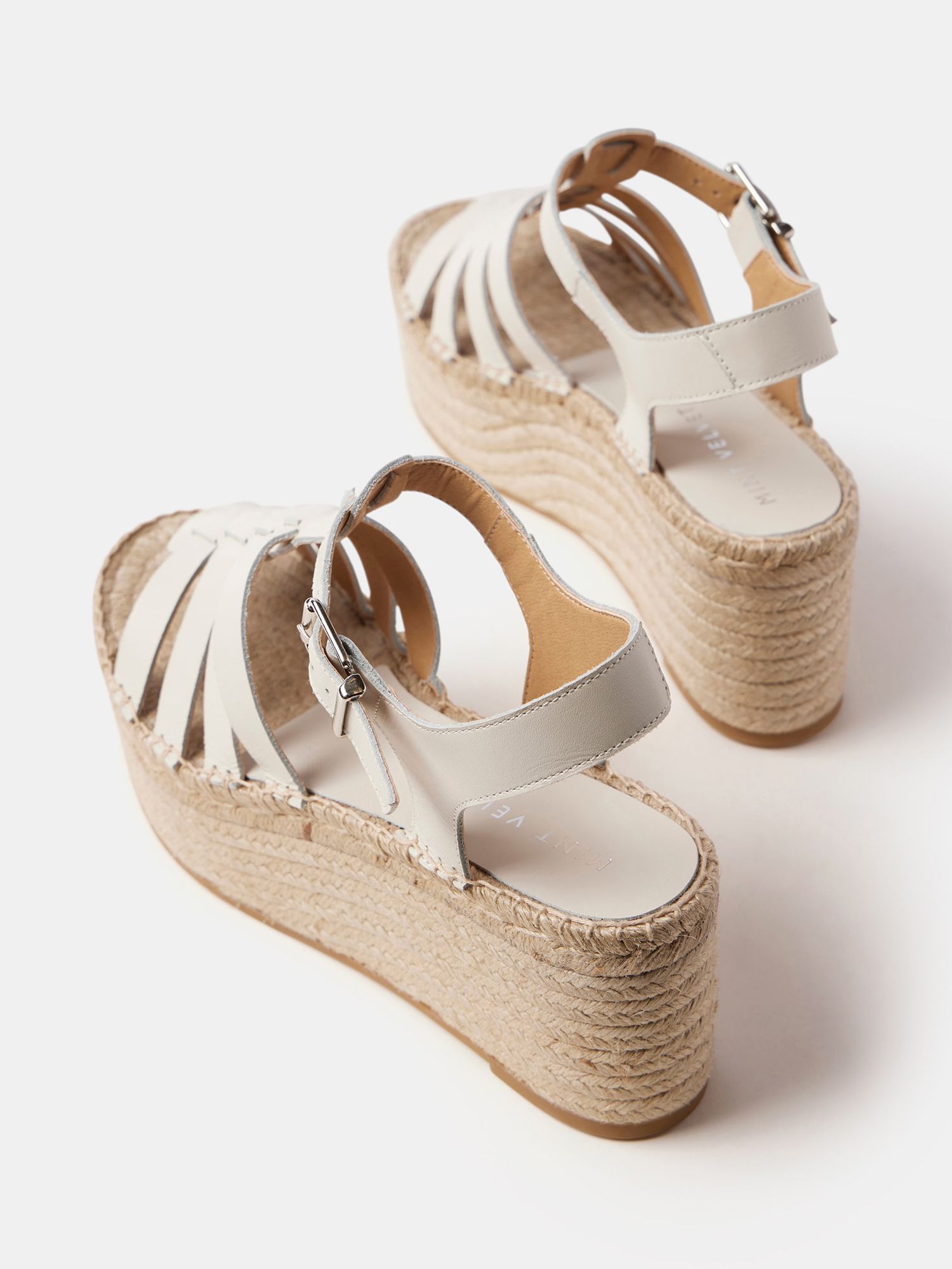 Buy Mint Velvet Leather Platform Espadrille Sandals, Natural Cream Online at johnlewis.com