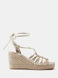 Mint Velvet Leather Espadrille Wedge Bracelet Sandals, Gold