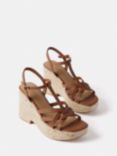 Mint Velvet Leather Espadrille Wedge Sandals, Brown