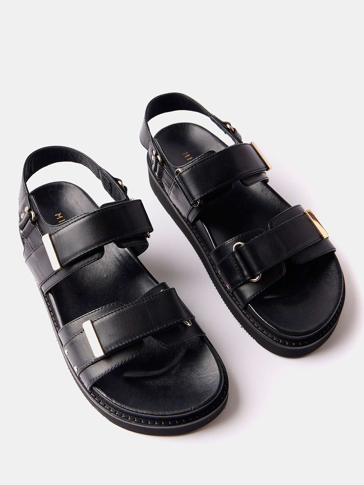 Buy Mint Velvet Leather Flatform Sandals, Black Online at johnlewis.com