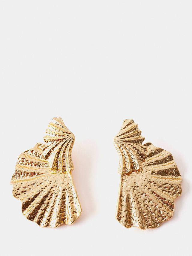 Mint Velvet Double Fan Drop Earrings, Gold