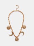 Mint Velvet Sun & Moon Charm Necklace, Gold