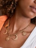 Mint Velvet Sun & Moon Charm Necklace, Gold