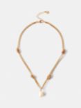 Mint Velvet Pearl Pendant Knot Necklace, Silver