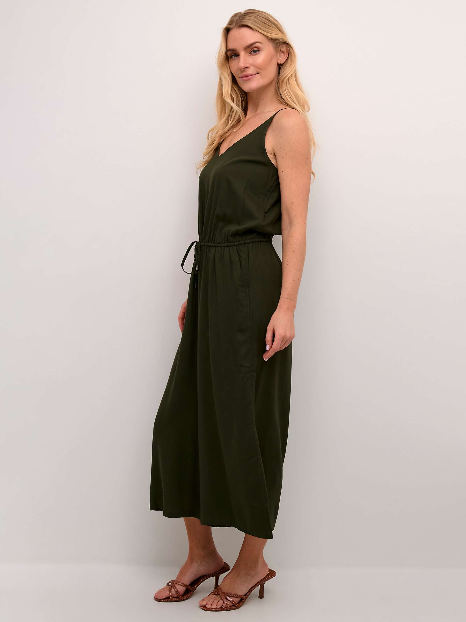 Buy KAFFE Elmi Spaghetti Straps Cropped Jumpsuit, Forest Night Online at johnlewis.com
