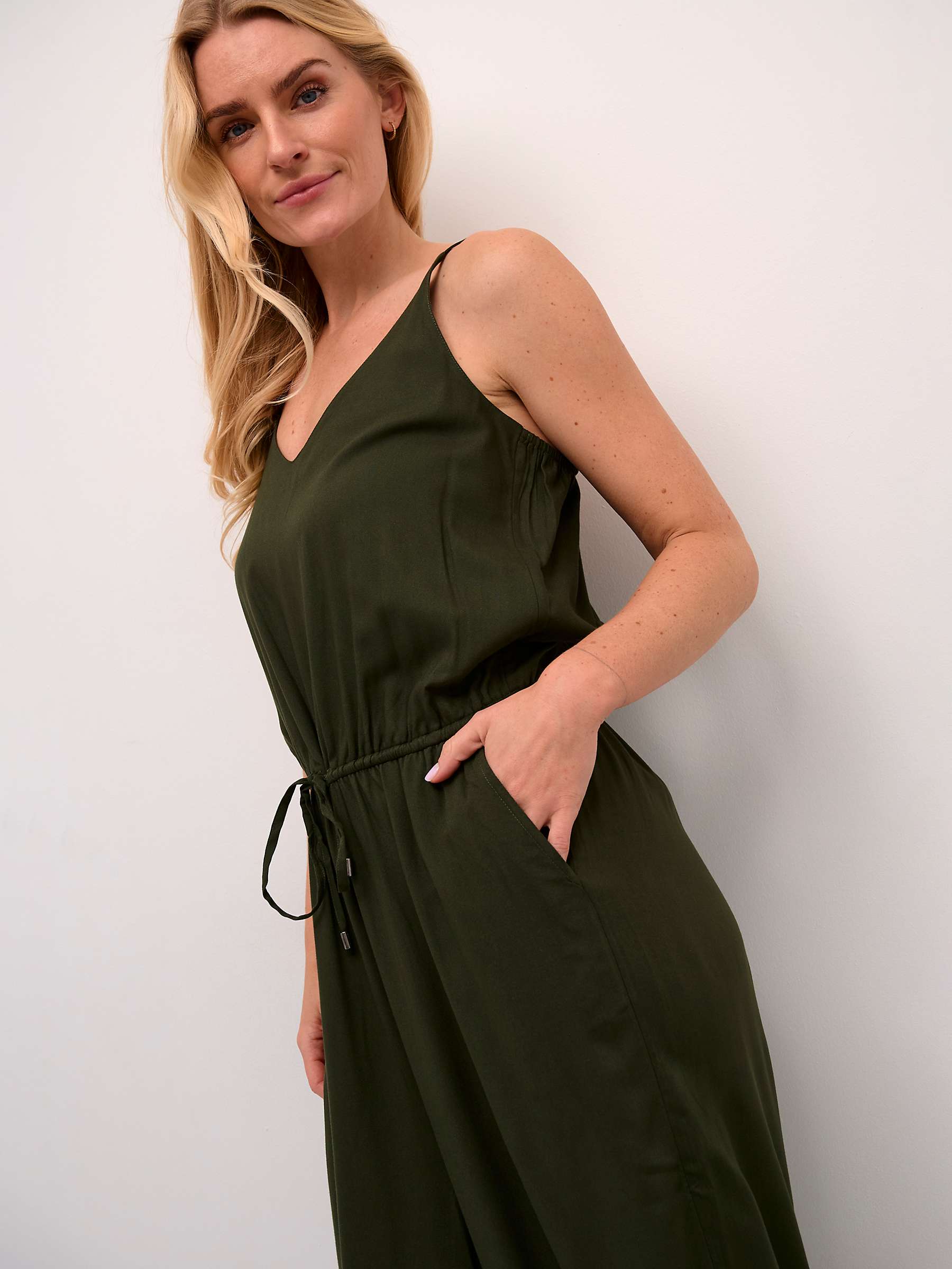 Buy KAFFE Elmi Spaghetti Straps Cropped Jumpsuit, Forest Night Online at johnlewis.com
