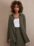 Mint Velvet Oversized Chest Pocket Shirt, Khaki