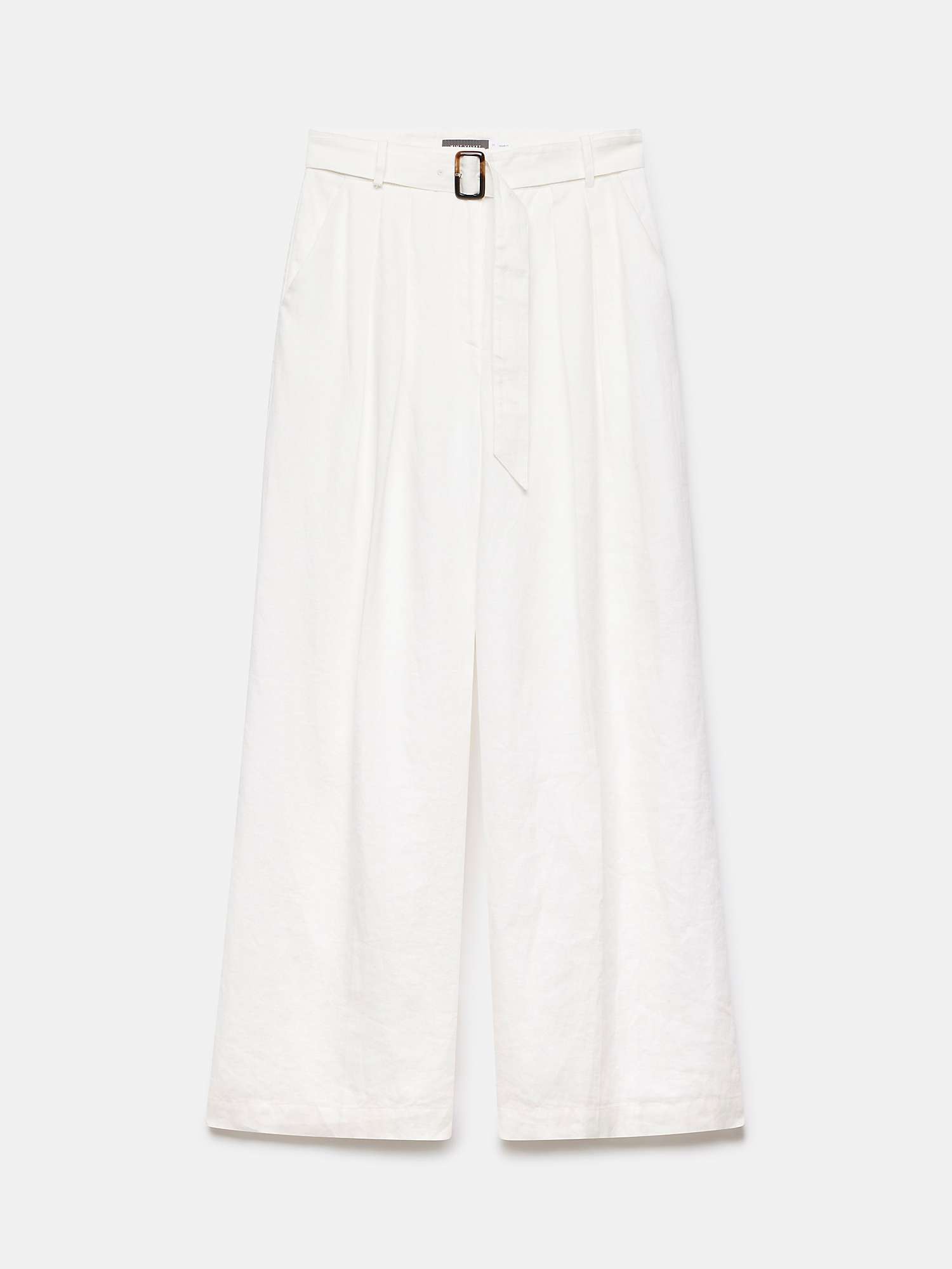 Buy Mint Velvet Belted Wide Leg Linen Trousers, White Ivory Online at johnlewis.com
