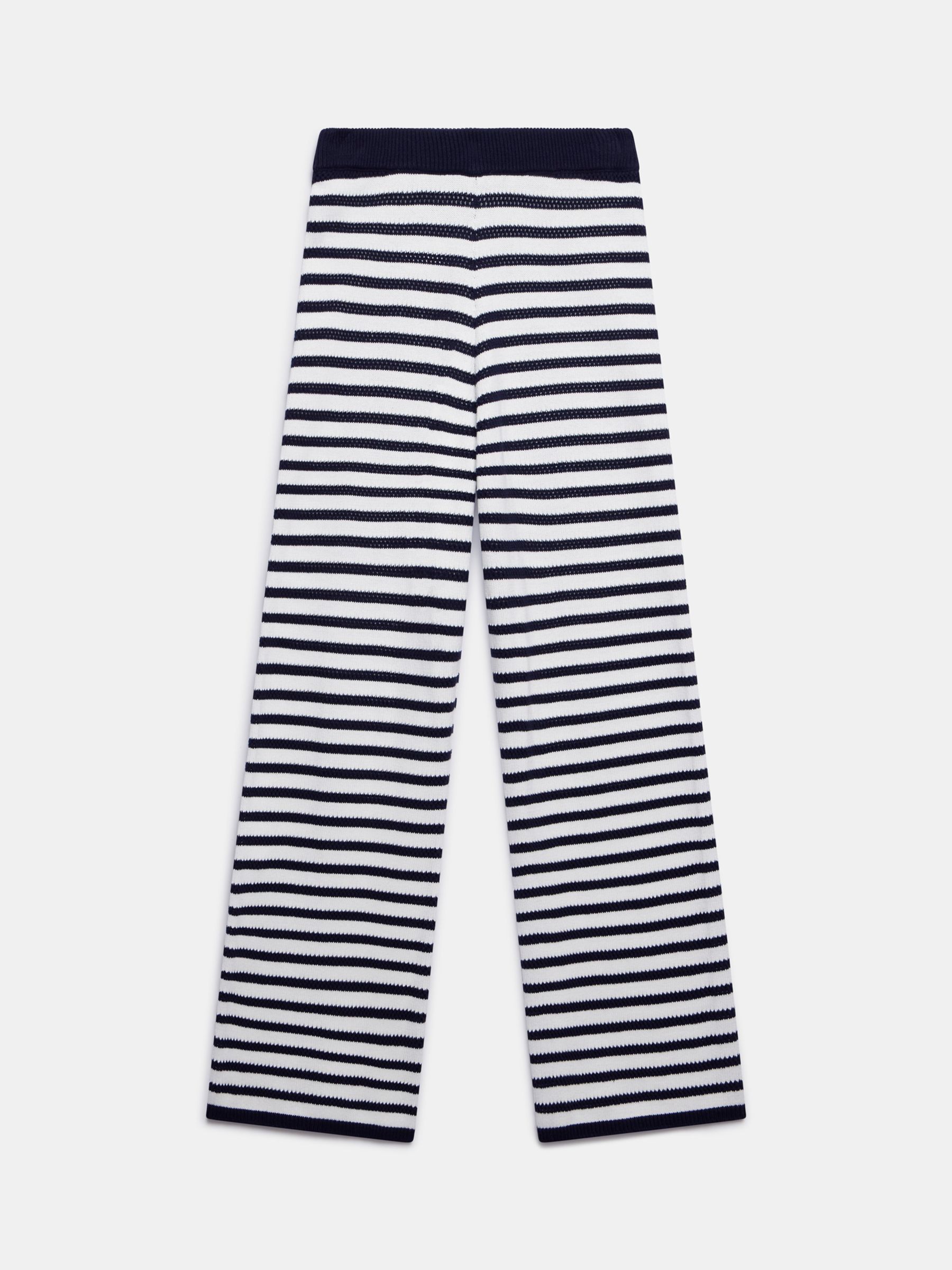 Buy Mint Velvet Striped Crochet Trousers, White/Navy Online at johnlewis.com