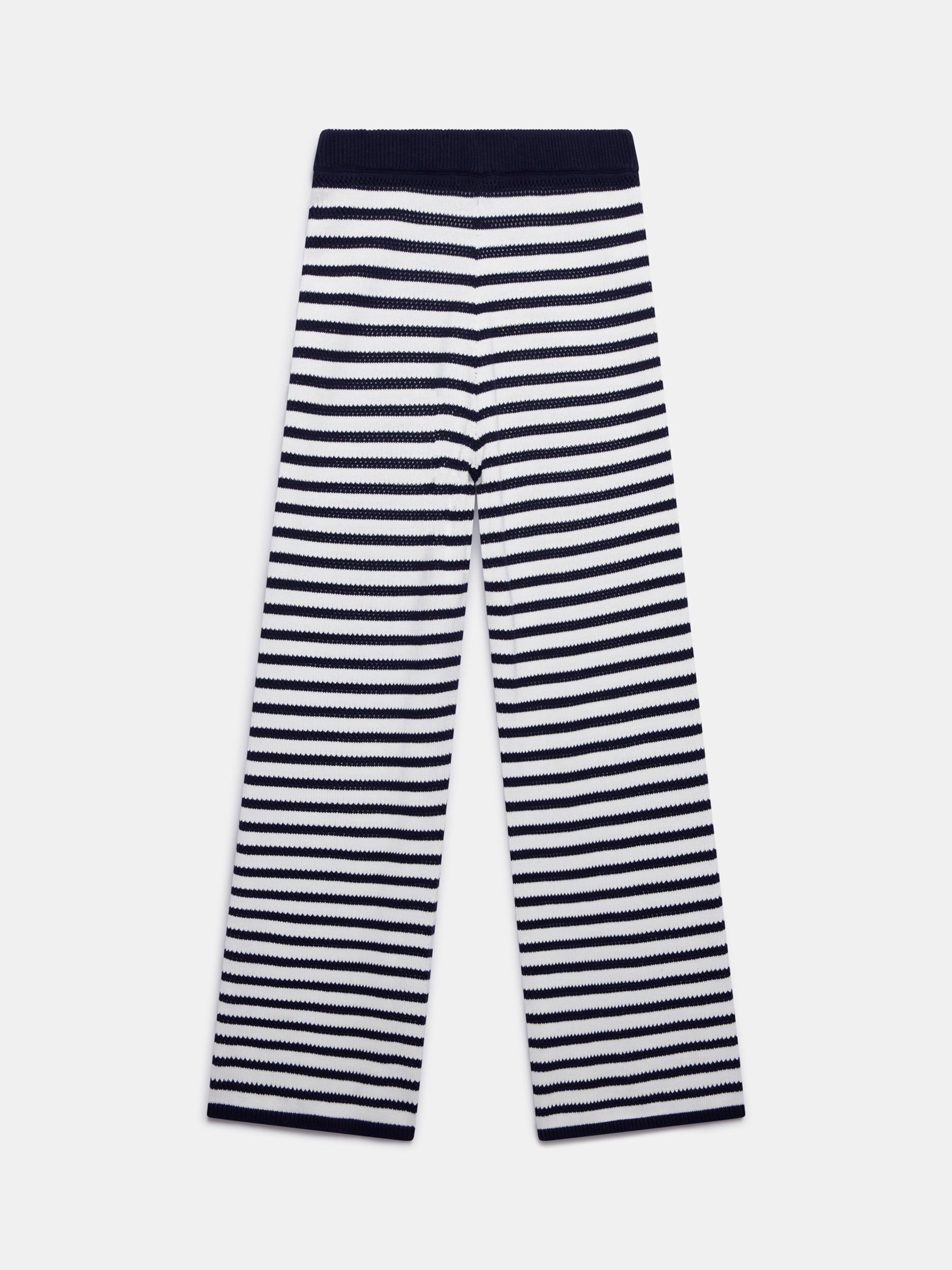 Buy Mint Velvet Striped Crochet Trousers, White/Navy Online at johnlewis.com