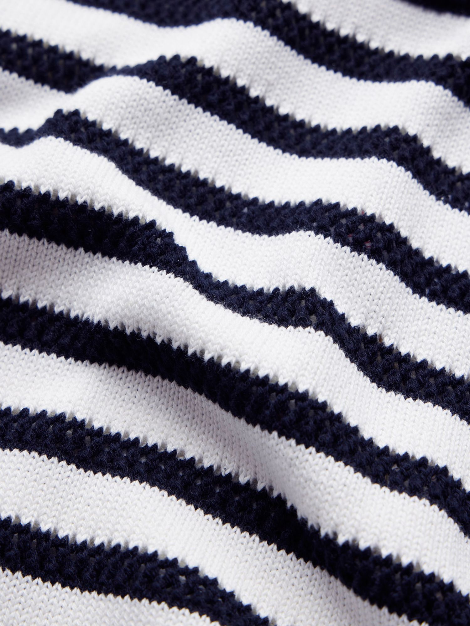 Mint Velvet Striped Crochet Trousers, White/Navy, L
