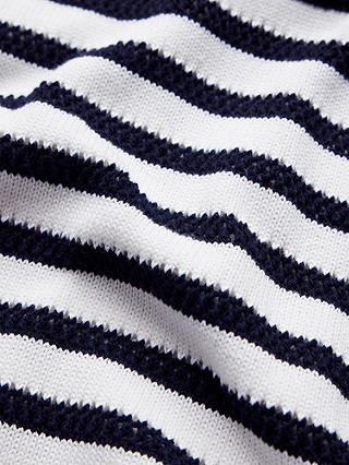 Mint Velvet Striped Crochet Trousers, White/Navy