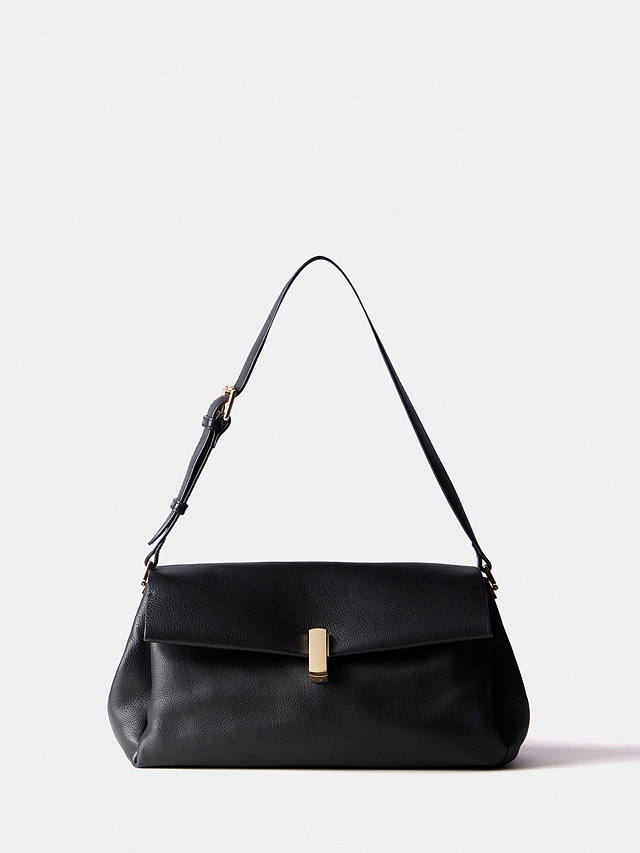 Mint Velvet Leather Shoulder Bag, Black