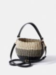 Mint Velvet Straw Basket Bag, Black/Natural