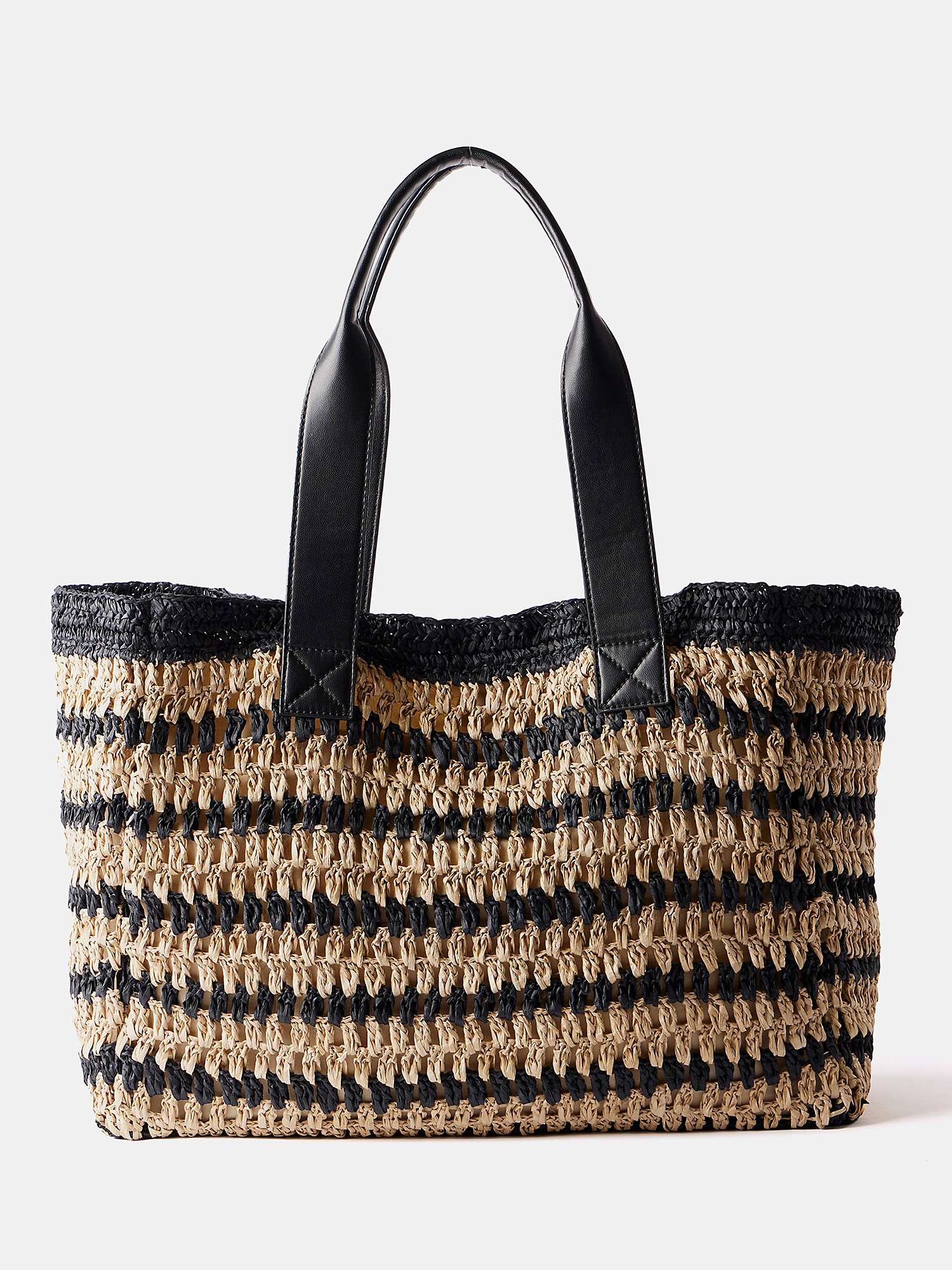 Buy Mint Velvet Woven Striped Tote Bag, Black/Natural Online at johnlewis.com