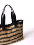 Mint Velvet Woven Striped Tote Bag, Black/Natural