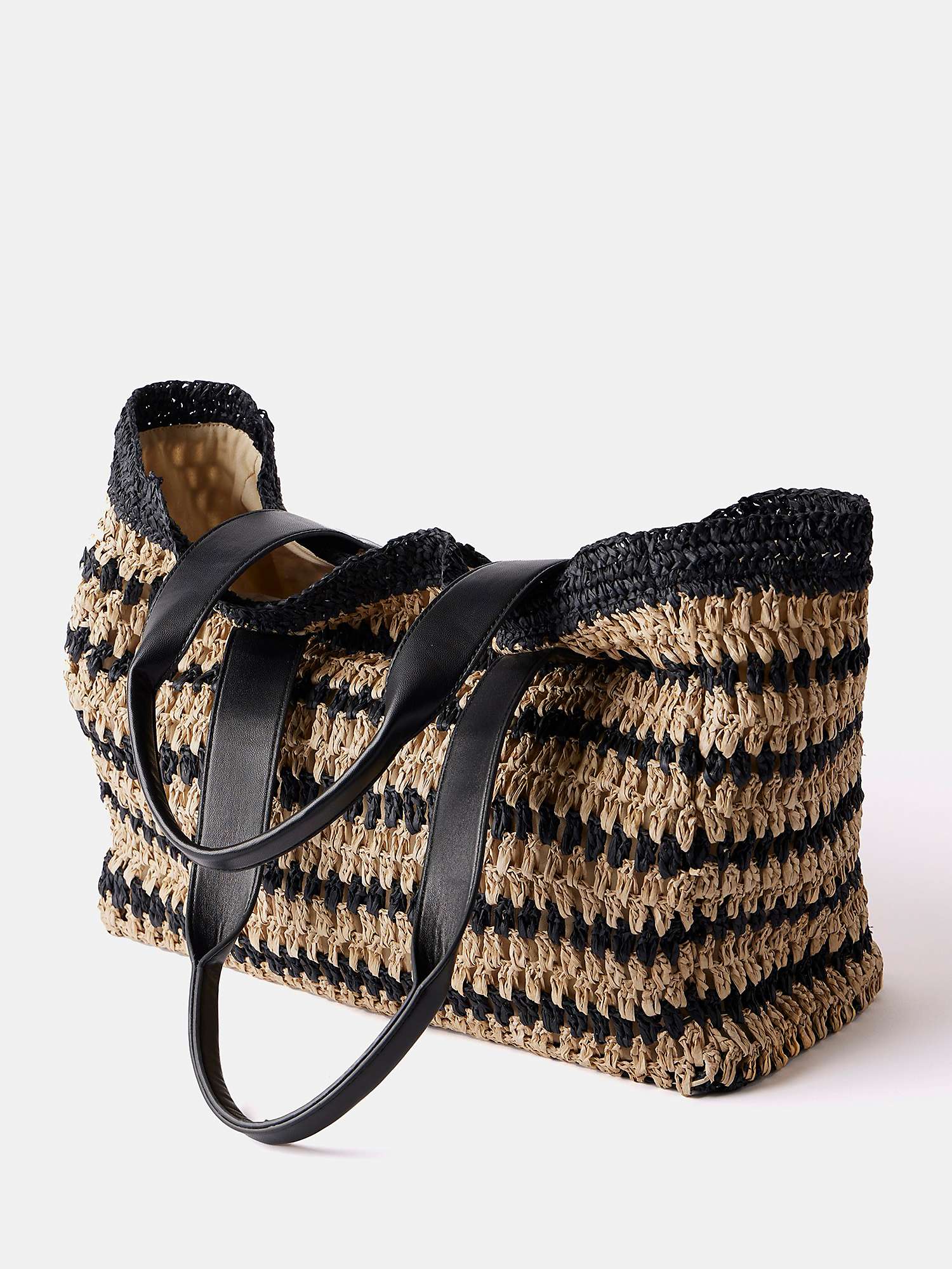 Buy Mint Velvet Woven Striped Tote Bag, Black/Natural Online at johnlewis.com