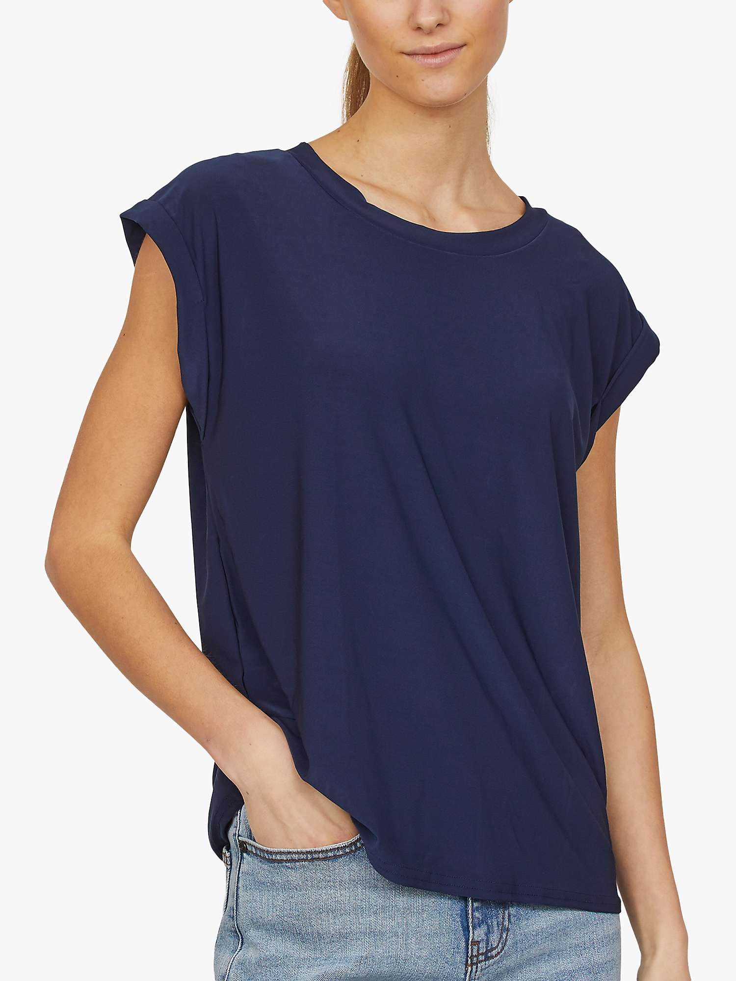 Buy Sisters Point Low Cap Sleeve T-Shirt, Navy Online at johnlewis.com