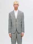 SELECTED HOMME Linen Check Blazer, Flint Gray