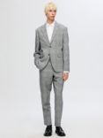 SELECTED HOMME Linen Check Blazer, Flint Gray