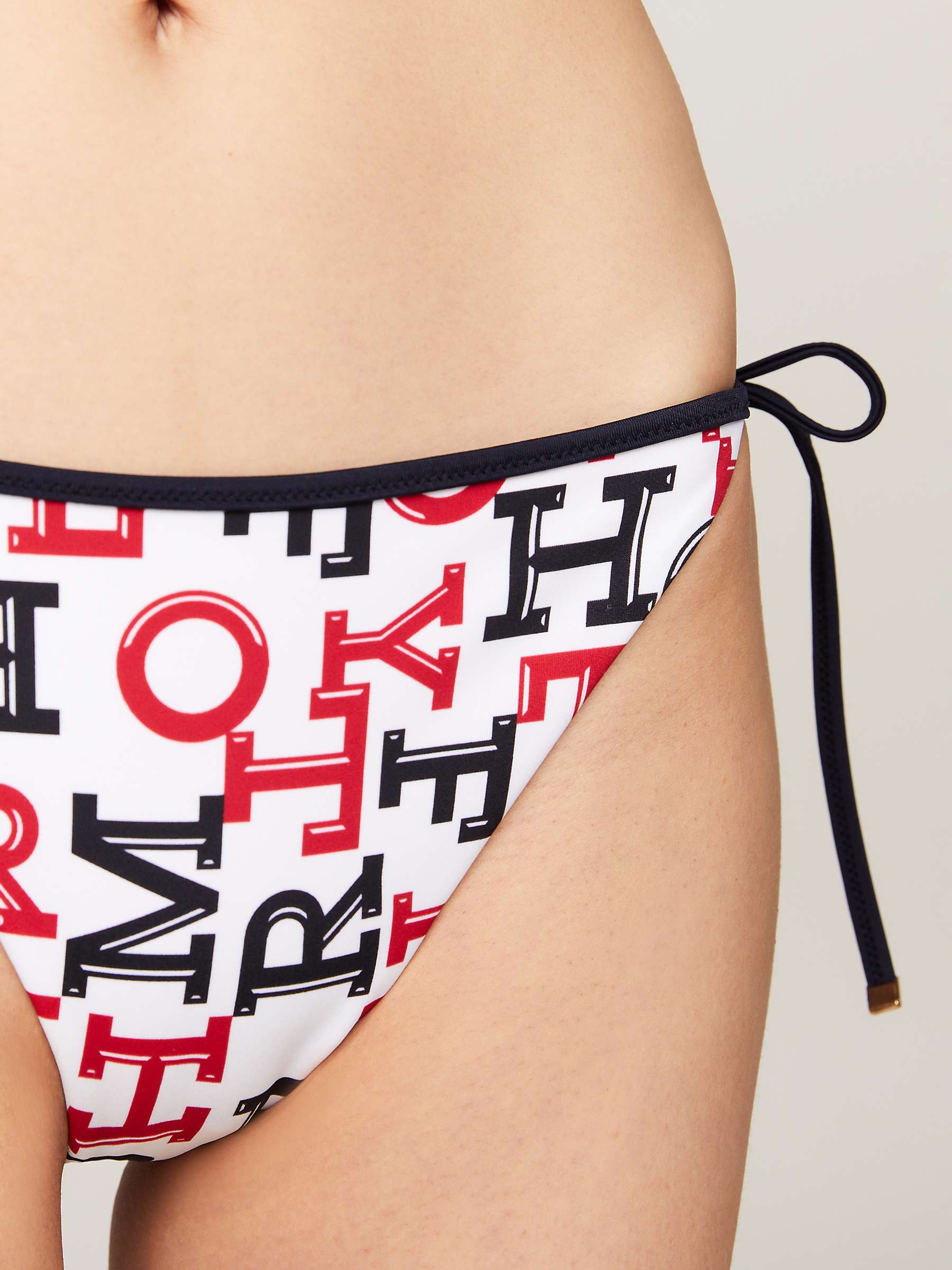 Buy Tommy Hilfiger Logo Side Tie Bikini, Red/Desert Sky Online at johnlewis.com