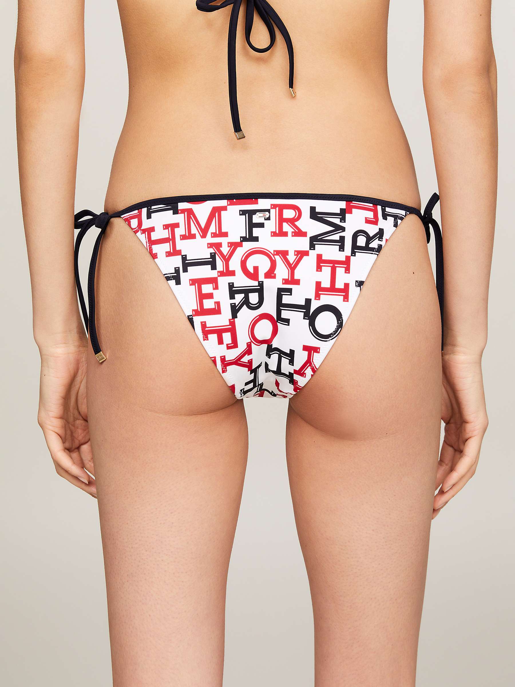 Buy Tommy Hilfiger Logo Side Tie Bikini, Red/Desert Sky Online at johnlewis.com