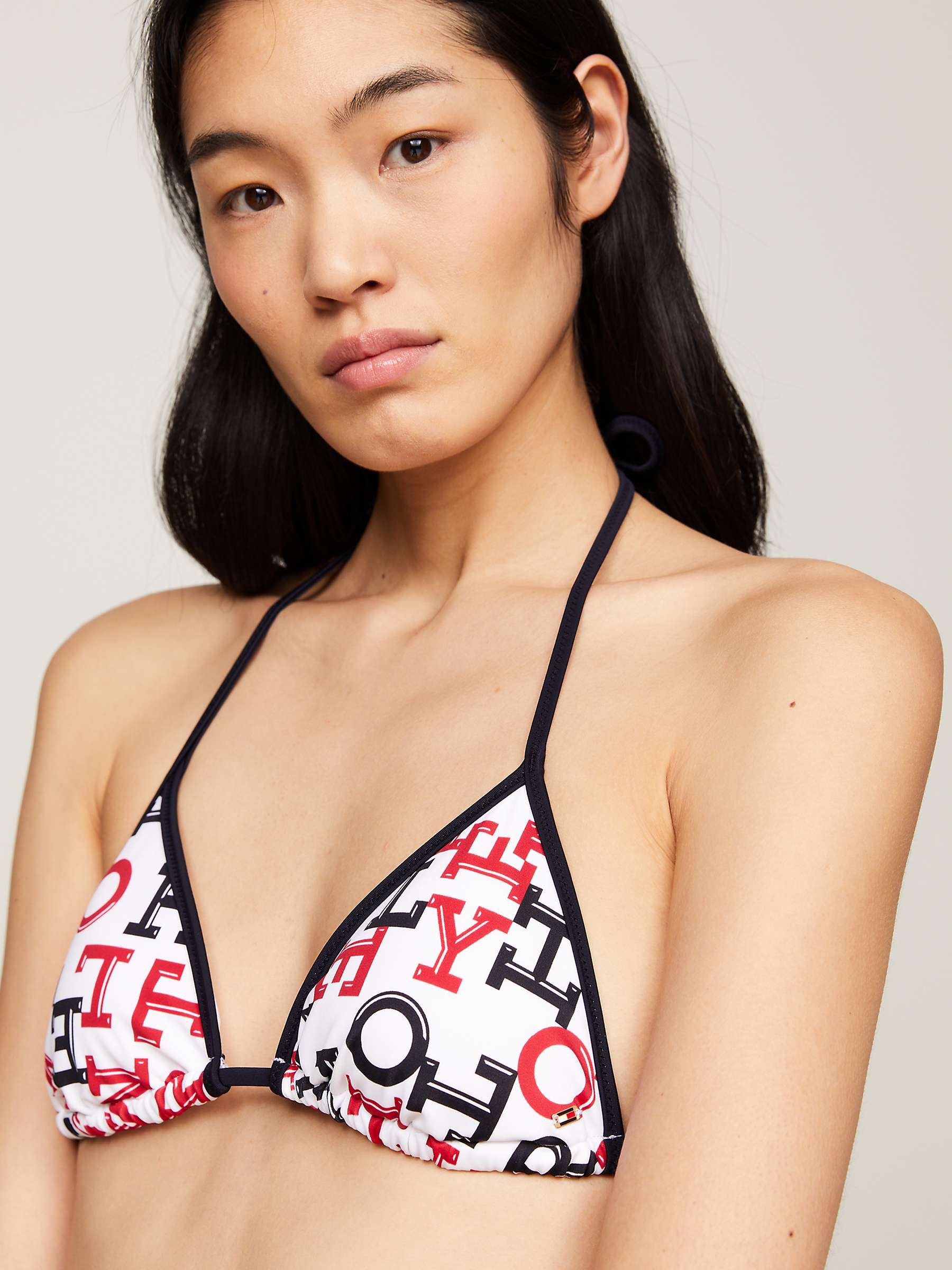 Buy Tommy Hilfiger Monogram Triangle String Bikini Top, White/Multi Online at johnlewis.com
