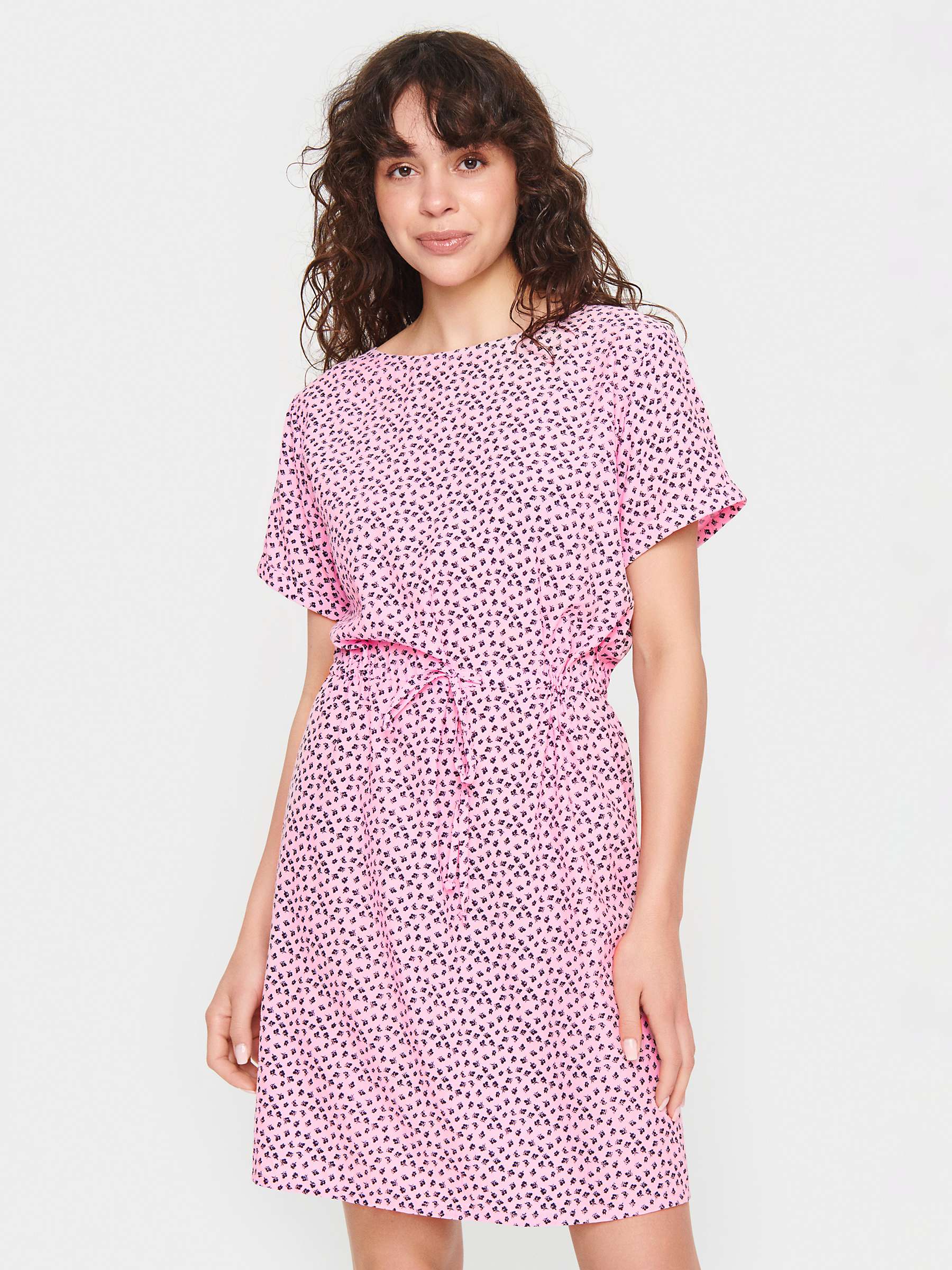 Buy Saint Tropez Zanni Short Sleeve Round Neck Dress, Pink Ditsy Floral Online at johnlewis.com