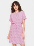 Saint Tropez Zanni Short Sleeve Round Neck Dress, Pink Ditsy Floral
