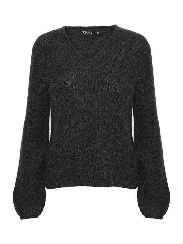 Soaked In Luxury Tuesday Long Sleeve V-Neck Wool Jumper, Black