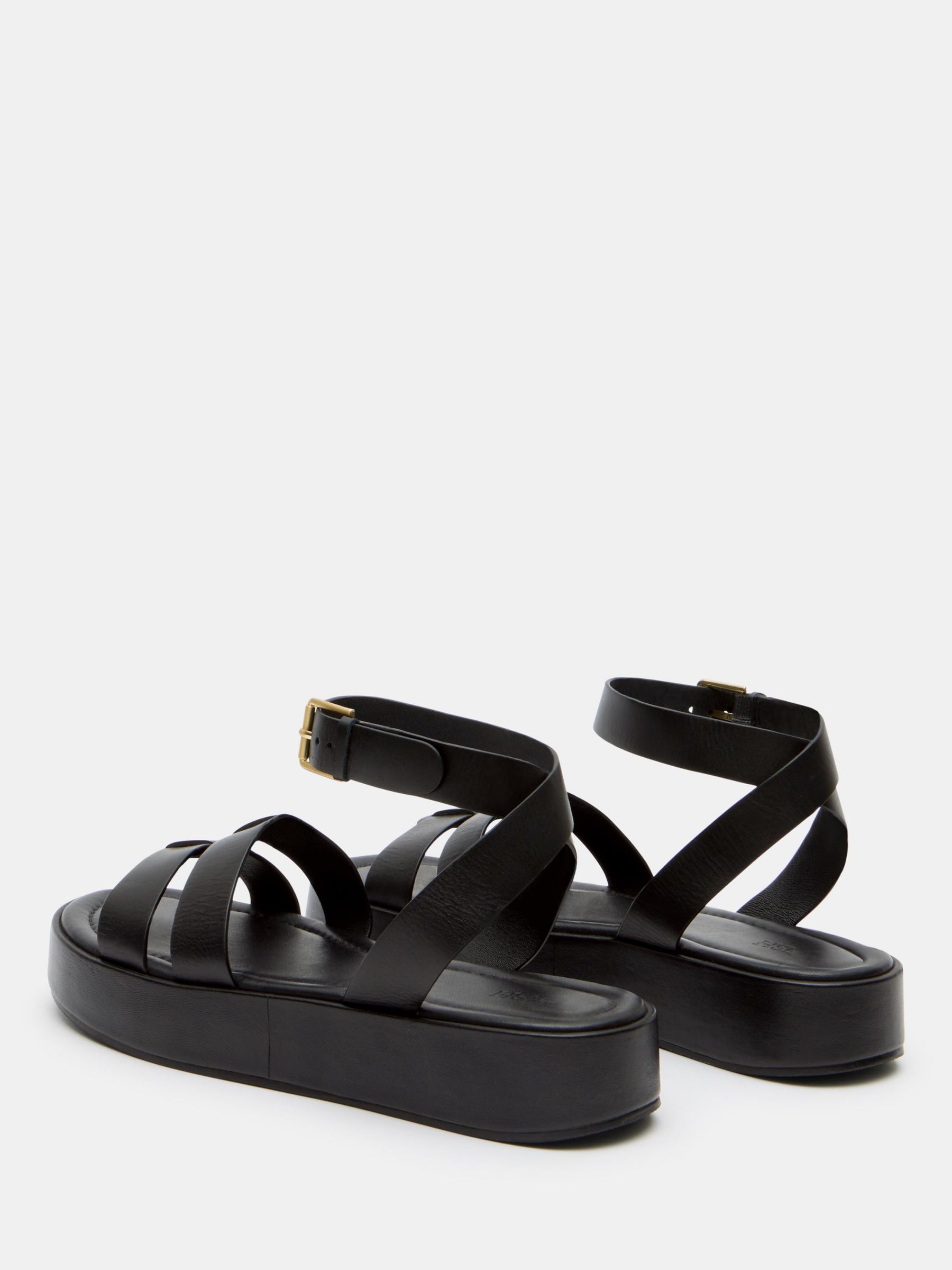 HUSH Freya Leather Flatform Sandals, Black