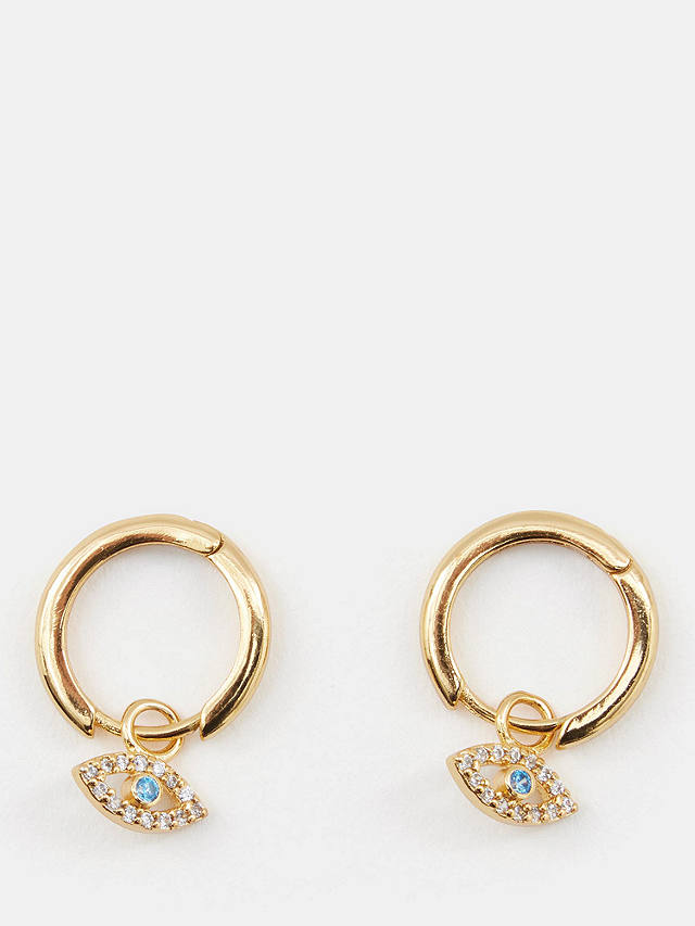 HUSH Evil Eye Hoop Earrings, Gold/Blue