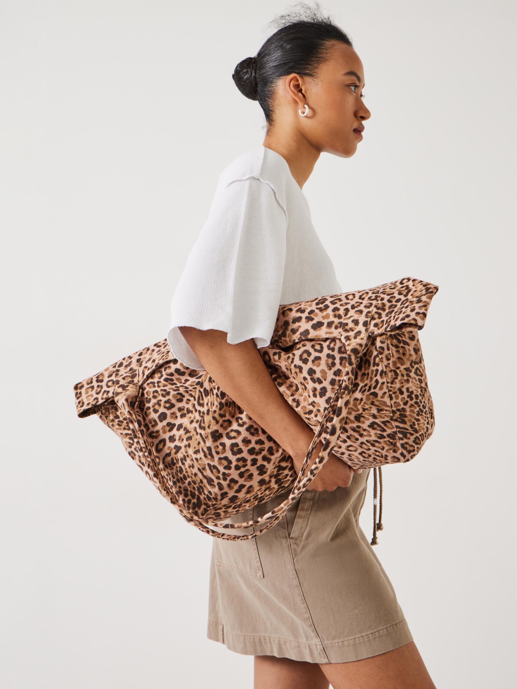 Buy HUSH Britney Leopard Print Canvas Tote Bag, Brown Online at johnlewis.com