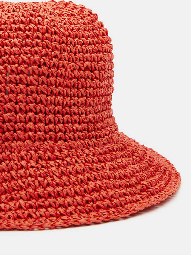 HUSH Remy Raffia Bucket Hat, Orange