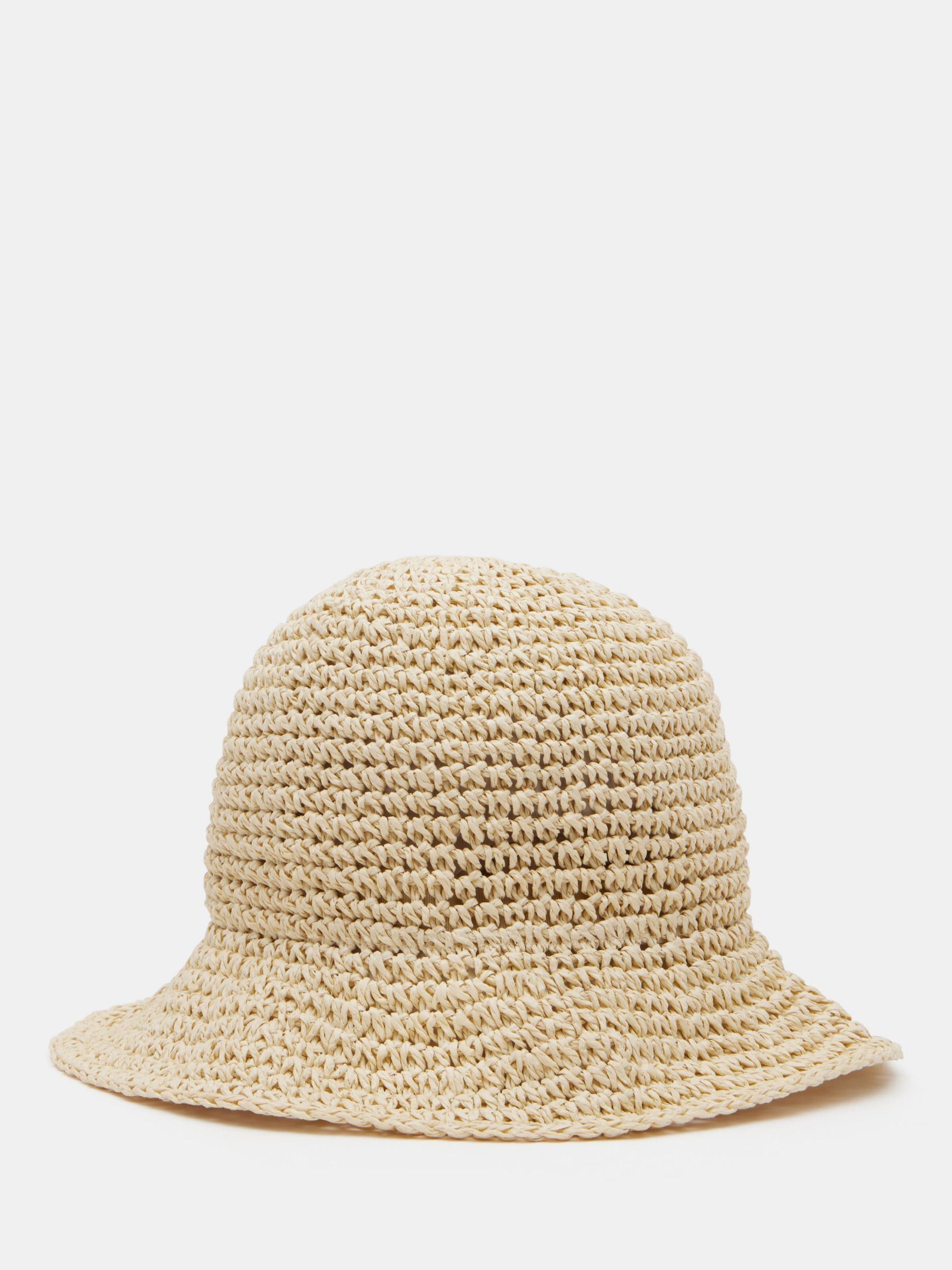 HUSH Remy Raffia Bucket Hat, Natural, One Size