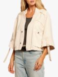 Current/Elliott The Blissful Linen Blend Cropped Utility Jacket, Biscuit