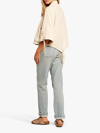 Current/Elliott The Blissful Linen Blend Cropped Utility Jacket, Biscuit