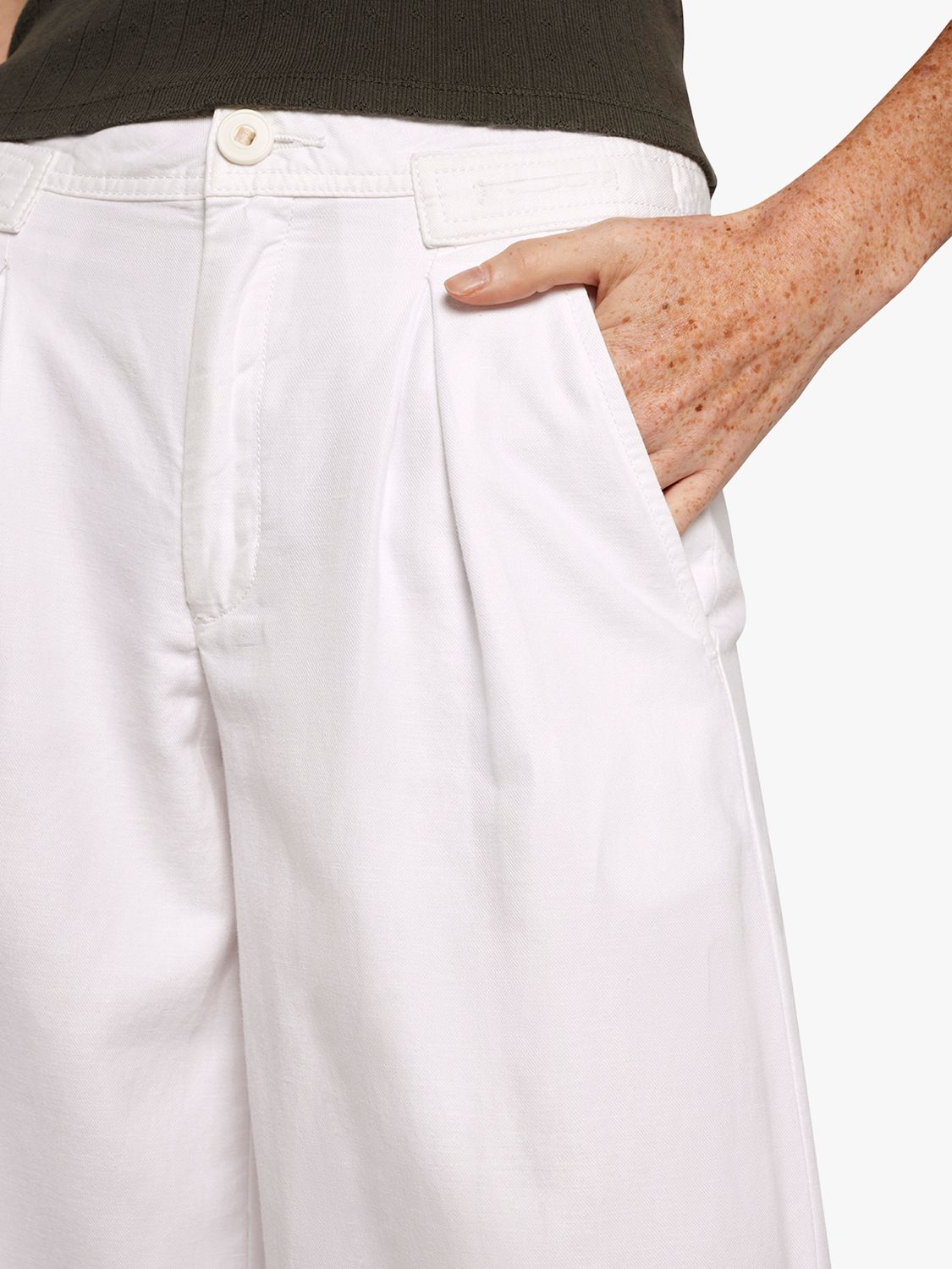 Current/Elliott The Markey Linen Blend Wide Leg Trousers, White, W25/L33