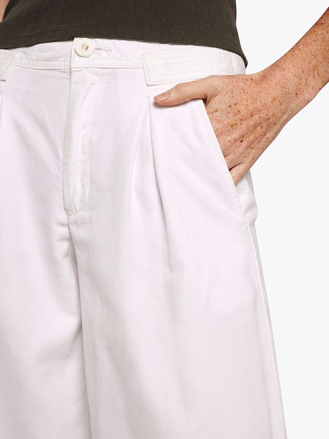 Buy Current/Elliott The Markey Linen Blend Wide Leg Trousers, White Online at johnlewis.com