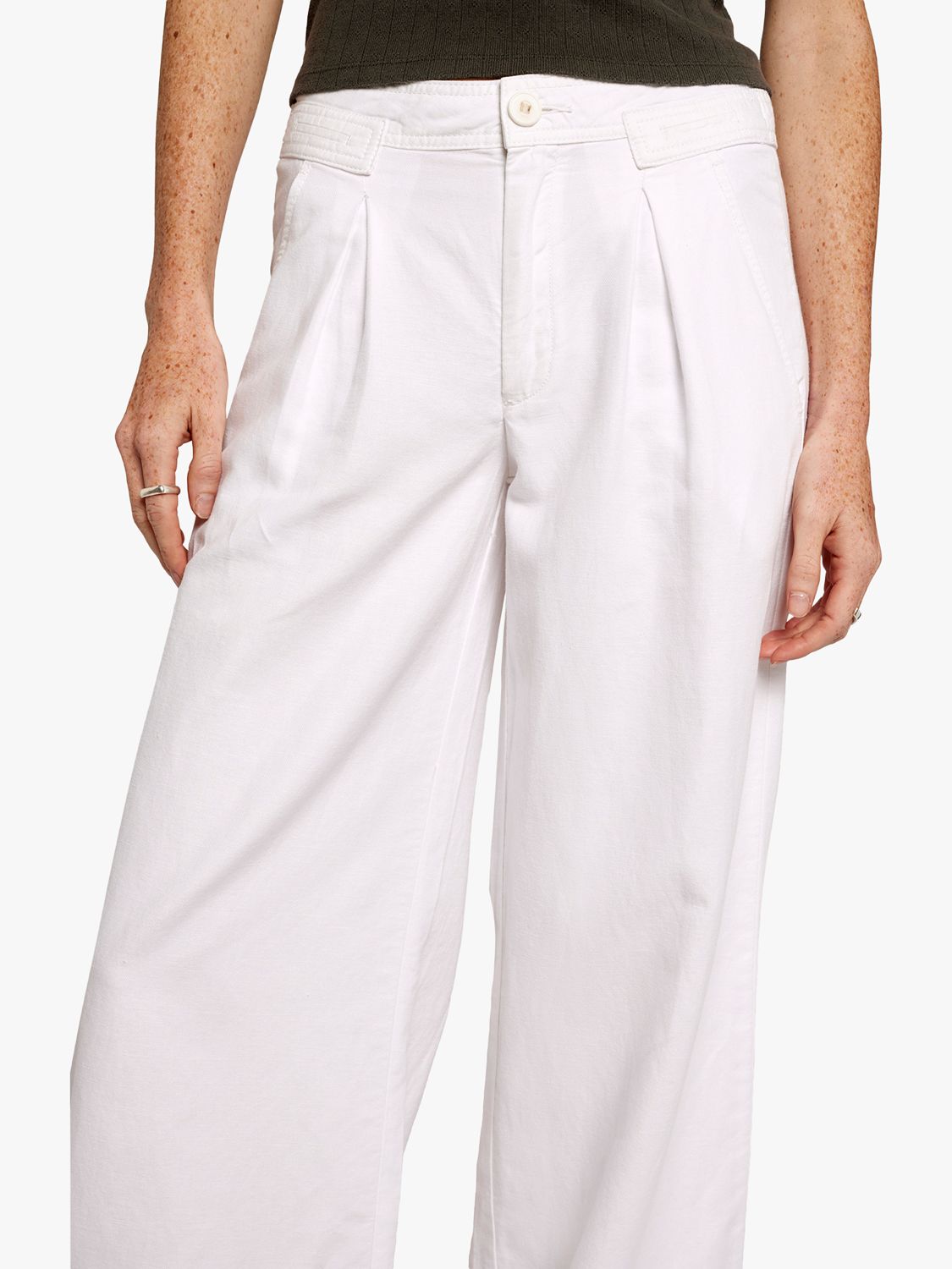 Current/Elliott The Markey Linen Blend Wide Leg Trousers, White, W25/L33
