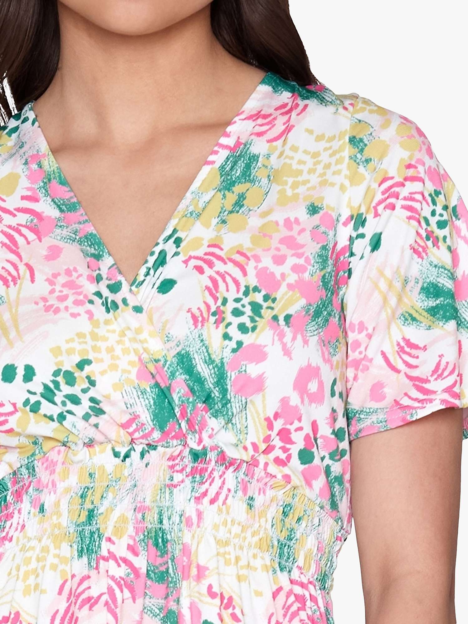 Buy Sisters Point Giji Floral Summer Print Mini Dress, Green/Pink Online at johnlewis.com