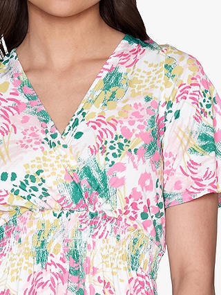 Sisters Point Giji Floral Summer Print Mini Dress, Green/Pink
